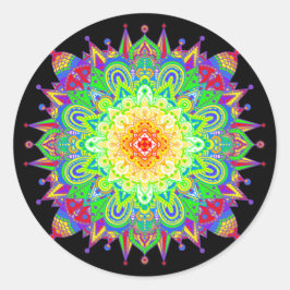 Pegatina Redonda Psicodelia Zen Mandala Resumen Art Classic Roun