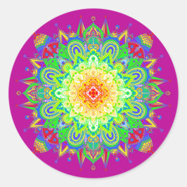 Pegatina Redonda Psicodelia Zen Mandala Resumen Arte