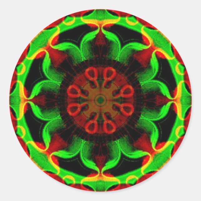 Pegatina Redonda Psicodélico Kaleidoscope Mandala (Anverso)
