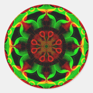 Pegatina Redonda Psicodélico Kaleidoscope Mandala