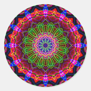 Pegatina Redonda Psicodélico Kaleidoscope Mandala