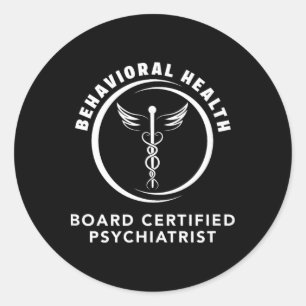 Pegatina Redonda Psicólogo Certificado por la Junta de Salud Mental