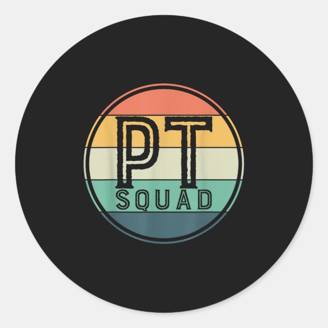 Pegatina Redonda Pt Squad Retro Physical Therapy  (Anverso)