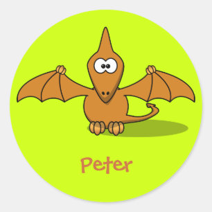 Pegatina Redonda Pterodáctilo prehistórico