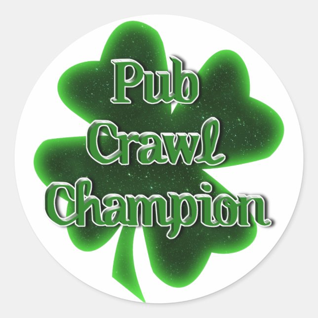 Pegatina Redonda Pub Crawl Campeon St. Patrick's Day (Anverso)