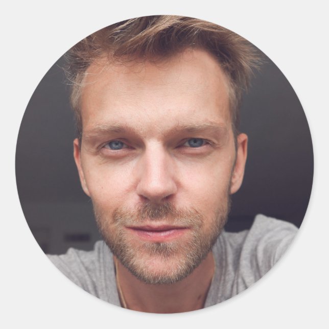 Pegatina Redonda Publicar foto de selfie | Su Fiesta divertido de c (Anverso)