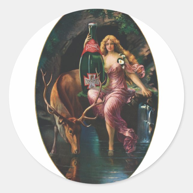 Pegatina Redonda Publicidad de cosecha - Agua de mesa Clísmica (Anverso)