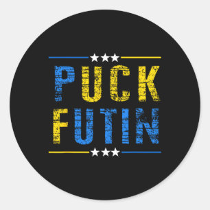 Pegatina Redonda Puck Futin Meme Apoyo a Ucrania Amante Ucraniano