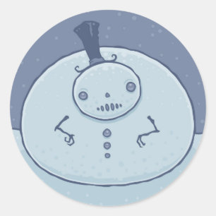 Pegatina Redonda Pudgy Snowman