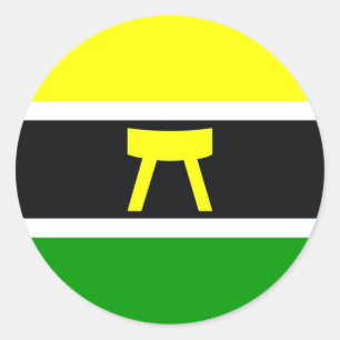 Pegatina Redonda Pueblo akan bandera étnica ghana kwa costa de marf