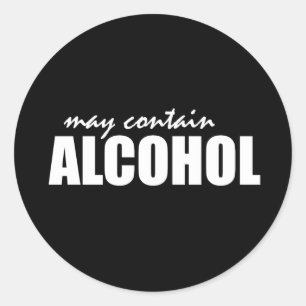 Pegatina Redonda Puede contener alcohol