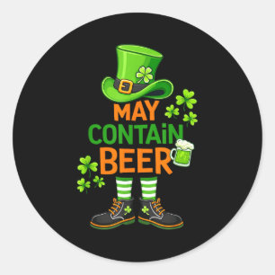Pegatina Redonda Puede contener cerveza humor divertido día de San 