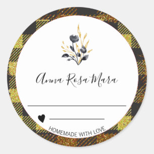 Pegatina Redonda *~* Puede hacer jam Buffalo Gingham AP30 casero