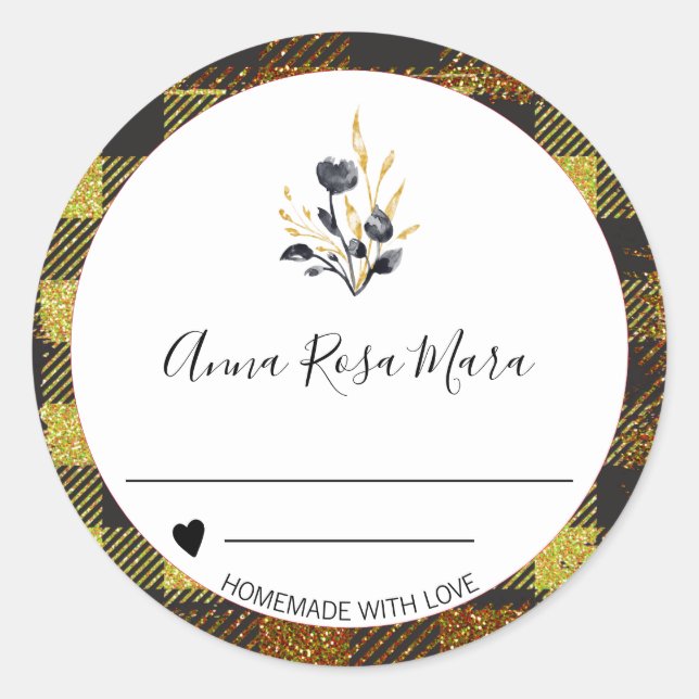 Pegatina Redonda *~* Puede hacer jam Buffalo Gingham AP30 casero (Anverso)