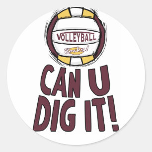 Pegatina Redonda ¿Puedes cavar voleibol?