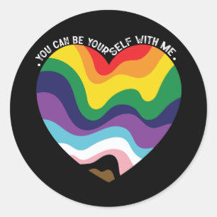 Pegatina Redonda Puedes Ser Tú Mismo Conmigo LGBT Transgénero Gay