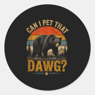 Pegatina Redonda ¿Puedo acariciar a ese perro animal divertido meme