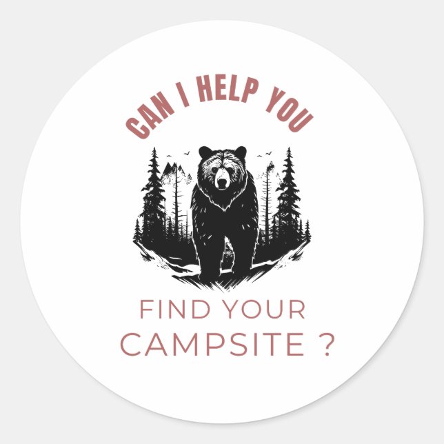 Pegatina Redonda ¿Puedo Ayudarte A Encontrar Tu Campsite? - Gracios (Anverso)