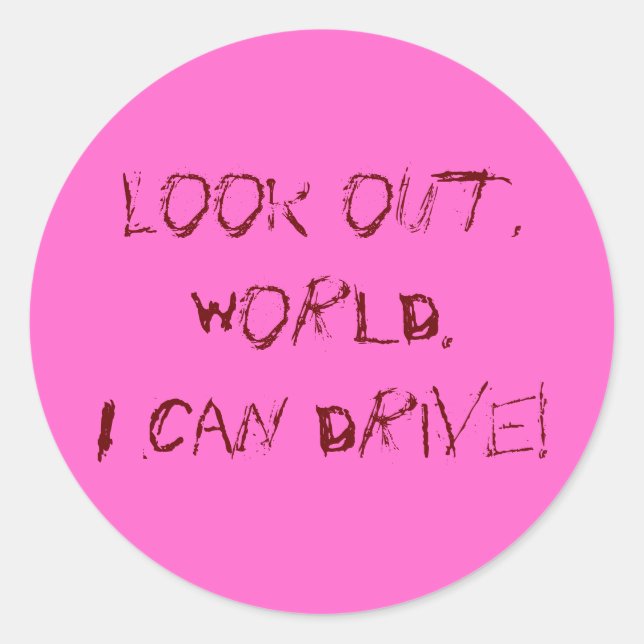 Pegatina Redonda ¡Puedo Conducir! (Anverso)