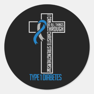 Pegatina Redonda Puedo Hacer Cosas Jesús que Me Fortalece La Diabet