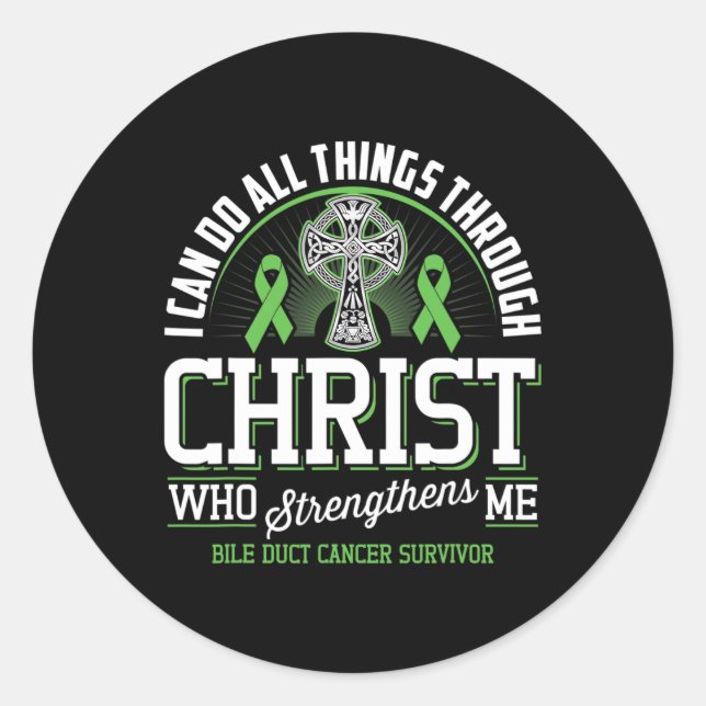 Pegatina Redonda Puedo Hacer Todas Las Cosas A Través Del Cance De  (Anverso)