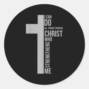 Pegatina Redonda Puedo hacer todas las cosas por Cristo que me fort