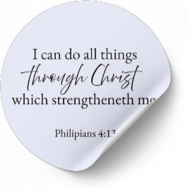 Pegatina Redonda Puedo hacer todas las cosas por medio de Cristo –