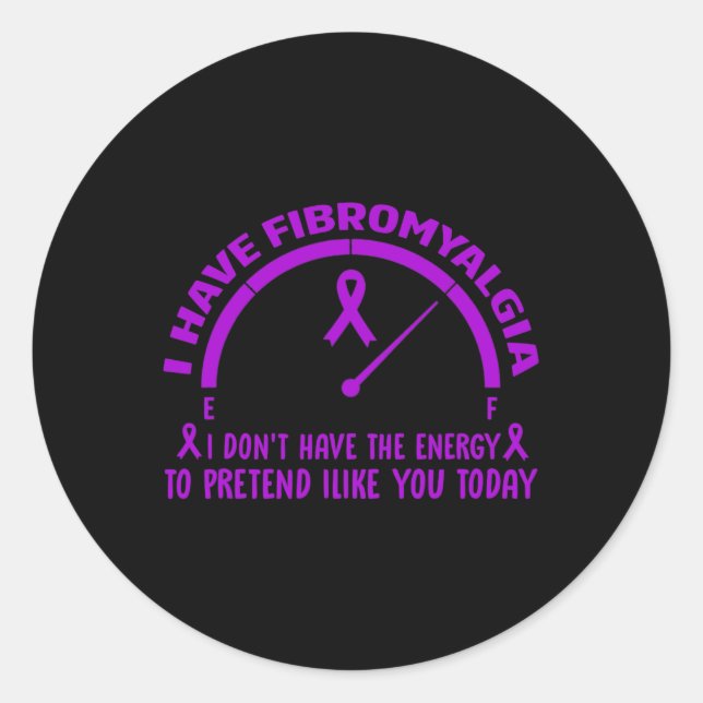 Pegatina Redonda ¿Puedo Usar Púrpura De Cinta Con Fibromialgia Awar (Anverso)