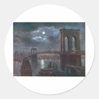 Pegatina Redonda Puente de Brooklyn por Moonlight