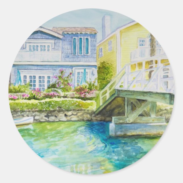 Pegatina Redonda Puente de Venecia (Anverso)