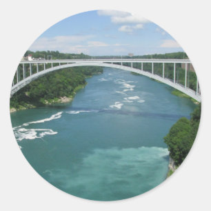 Pegatina Redonda Puente del arco iris, Niagara Falls