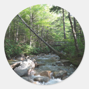 Pegatina Redonda Puente del río Pemigewasset en Nuevo Hampshire