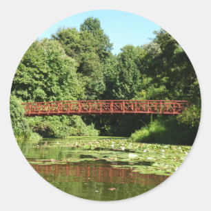 Pegatina Redonda Puente en el lago Centennial en Ellicott City