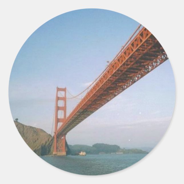 Pegatina Redonda Puente Golden Gate (Anverso)