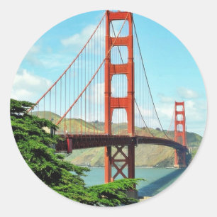 Pegatina Redonda Puente Golden Gate en San Francisco