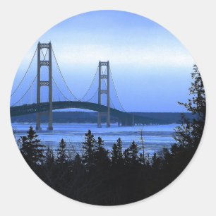 Pegatina Redonda Puente Mackinac