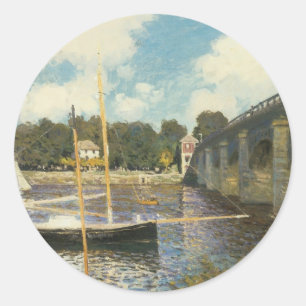 Pegatina Redonda Puente vial de Argenteuil por Claude Monet