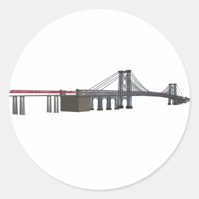 Pegatina Redonda Puente Williamsburg: Modelo 3D: (Anverso)