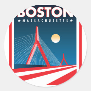 Pegatina Redonda Puente Zakim de Boston