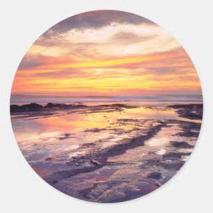 Pegatina Redonda Puentes de marea Sunset Cliffs