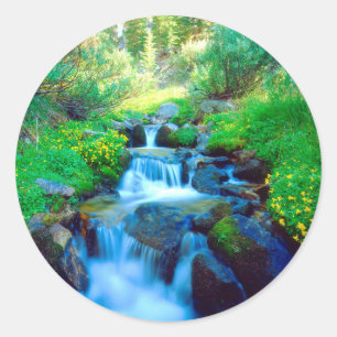 Pegatina Redonda Puentes del cielo en las montañas de Sierra Nevada