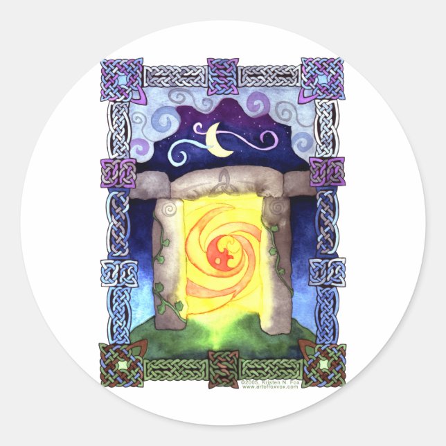 Pegatina Redonda Puerta Celta (Anverso)