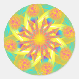 Pegatina Redonda Puerta de enlace intergaláctica por flor de potenc