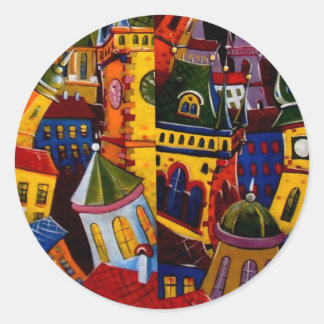 Pegatina Redonda Puerta en Praga