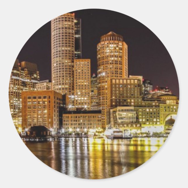 Pegatina Redonda Puerto de Boston (Anverso)