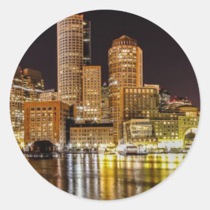 Pegatina Redonda Puerto de Boston