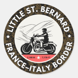 Pegatina Redonda Puerto de Little St Bernard francés italia motobik