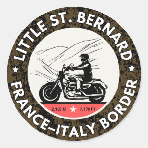 Pegatina Redonda Puerto de Little St Bernard francés italia motobik