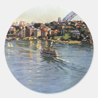 Pegatina Redonda Puerto de Sydney, Australia