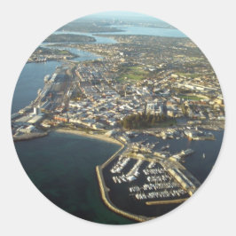 Pegatina Redonda Puerto Fremantle, Australia Occidental
